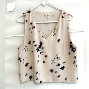Babaton aritzia Murphy blouse taupe grey floral purple size L FLAW top tank